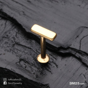 Detail View 1 of Golden Minimalist Rectangular Bar Top Internally Threaded Steel Labret